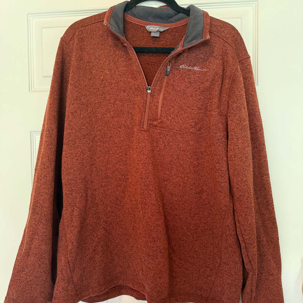 Eddie Bauer Men's Radiator Fleece 1/4 Zip Pullover in Burnt Orange